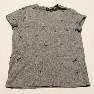 Polo Ralph Lauren Women’s Medium Embroidered Heather Gray Heart T Shirt